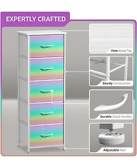 Sorbus Narrow 5 Drawers Nightstand with Steel Frame, Wood Top, Easy Pull Fabric Bins for Home, Bedroom, Office & Dorm