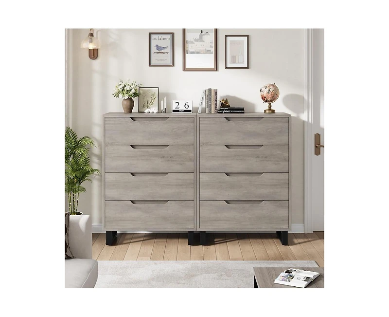 gaomon 4-Drawer Dresser for Bedroom, 41.5" Tall Freestanding Storage Chest, Grey