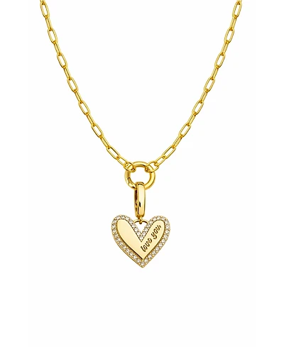 Hollywood Sensation Elena "Love You" Pave Heart Necklace