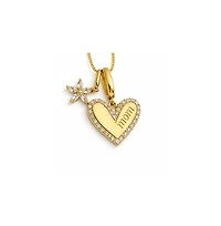 Hollywood Sensation Sophia Mom Pave Heart & Floral Charm Necklace