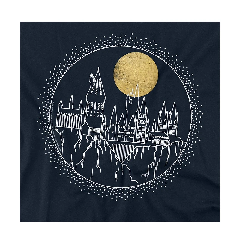 Harry Potter Men's Hogwarts Full Moon Line Art T Shirt