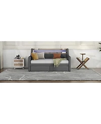 Streamdale Furniture Daybed with Storage Drawers, Upholstered Daybed with Charging Station and Led Lights