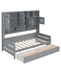 Streamdale Furniture Twin Daybed with Drawers, Cabinet, & Shelf