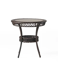 Streamdale Furniture Elegant Paea Multi Brown Pe 27" Glass Table A Classy Addition to Your Patio