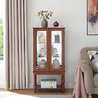 Streamdale Furniture Streamdale Lighted Curio Cabinet with Adjustable Shelves, Mirrored Back, Tempered Glass Doors and Storage Space