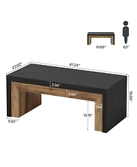 Tribesigns Farmhouse Coffee Table for Living Room, Mid-Century Modern Coffee Table with Sturdy Base