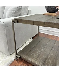 Streamdale Furniture Metal Frame Wood Living Room Coffee Table with Casters
