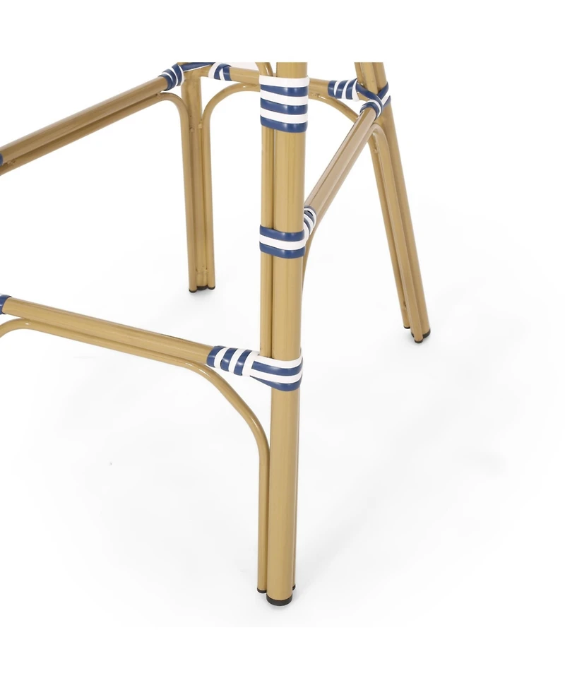 Streamdale Navy Blue/White Rattan Barstools (Set of 2)