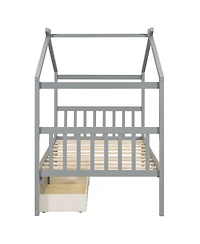 Streamdale Furniture Twin Wooden House Bed with Drawers