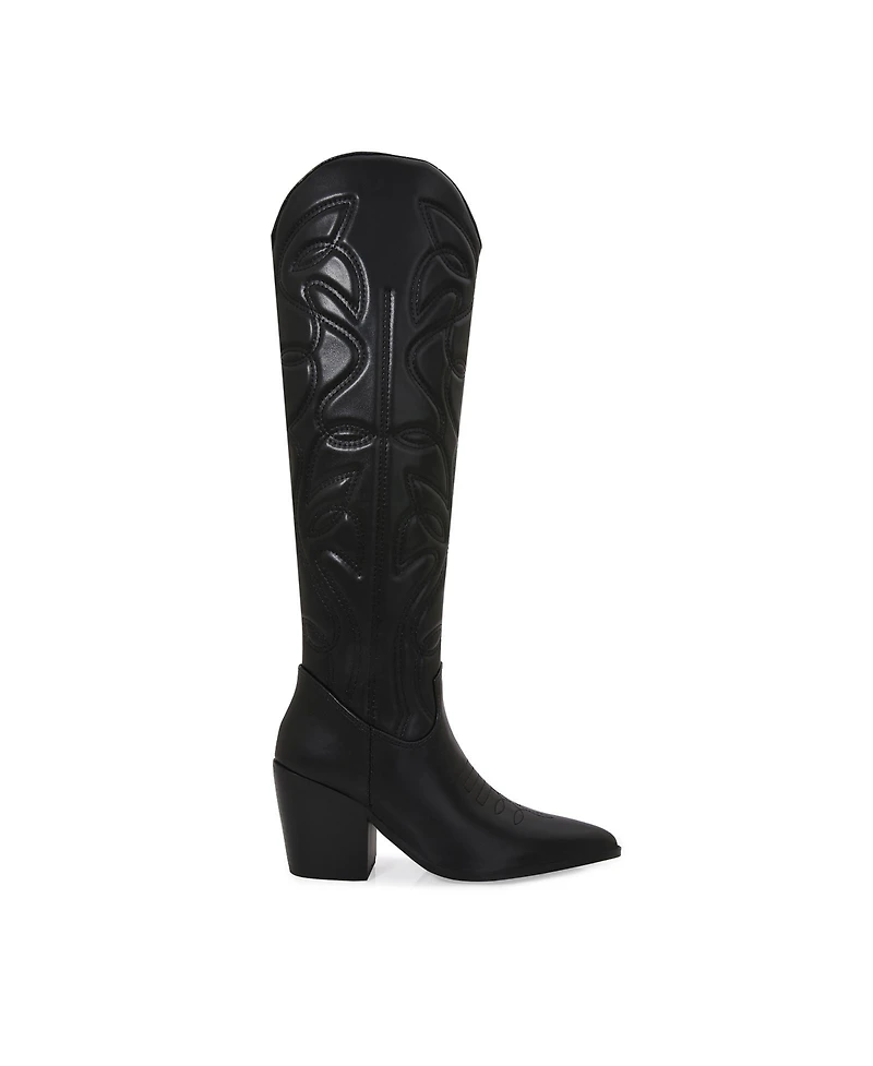 Berness Women's Anniston Embossed Western Knee-High Boots