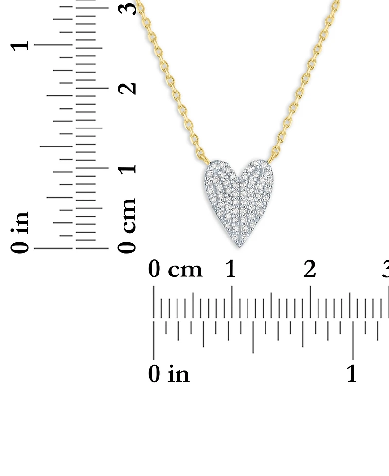 Macy's Pave Heart Diamond Pendant Necklace (1/6 ct. t.w.) in 14k Yellow Gold Over Sterling Silver