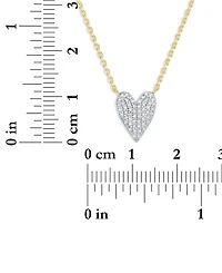 Macy's Pave Heart Diamond Pendant Necklace (1/6 ct. t.w.) in 14k Yellow Gold Over Sterling Silver