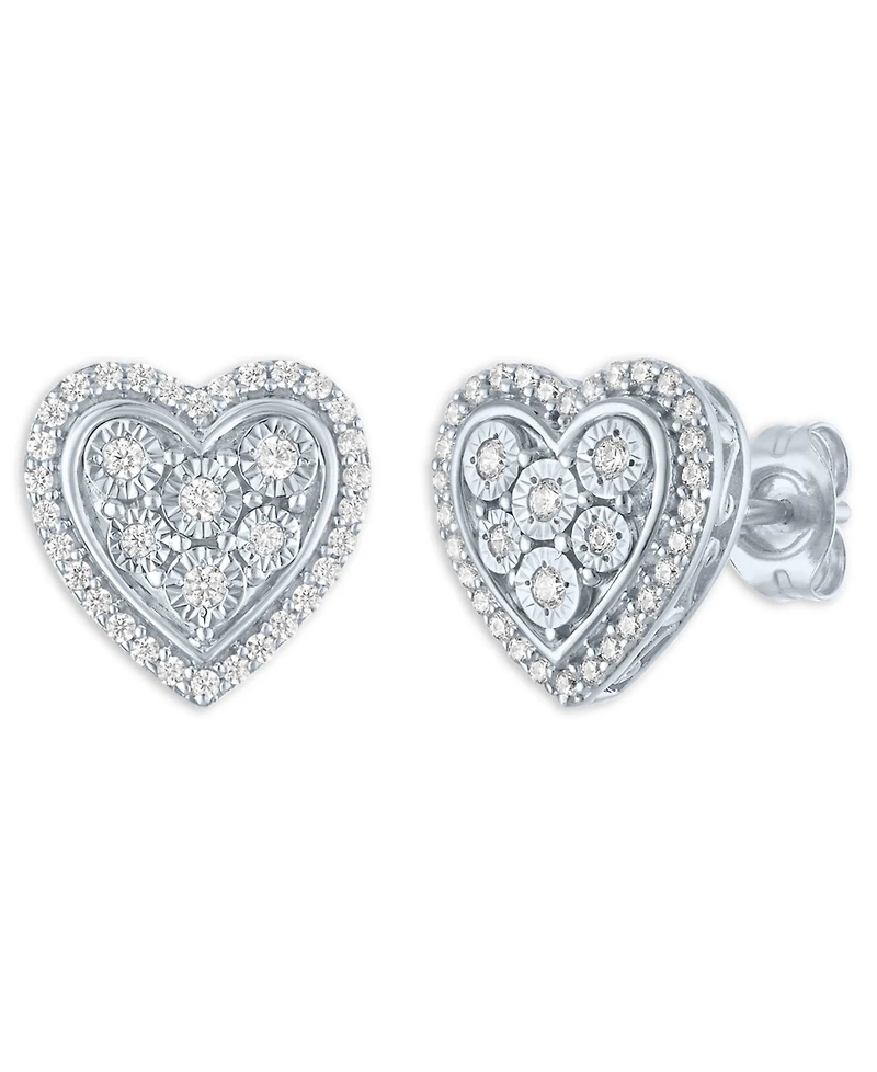 Macy's Heart Diamond Earrings (1/4 ct. t.w.) in Sterling Silver