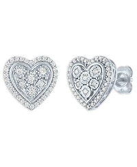 Macy's Heart Diamond Earrings (1/4 ct. t.w.) in Sterling Silver