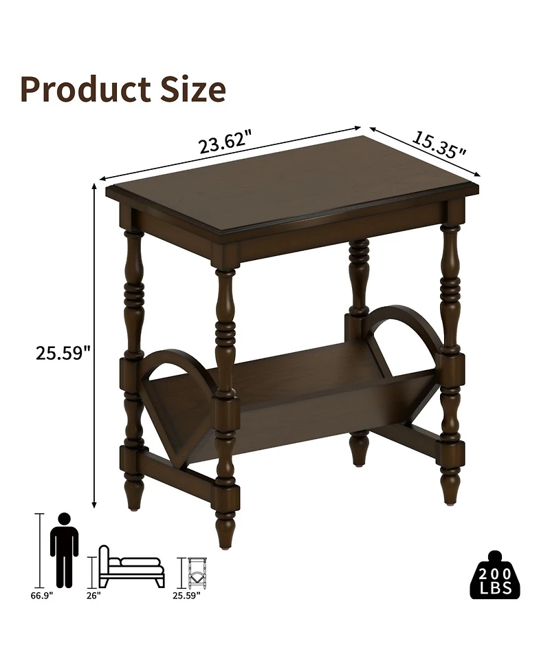 Streamdale Classic Wooden Side Table with Magazine Rack