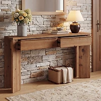 Tribesigns 63-Inch Solid Wood Console Table with 2 Drawers, Farmhouse Entryway Table, Narrow Sofa Table, Vanity Table