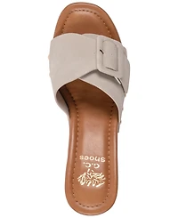 Gc Shoes Women's York Buckle Wooden Block Heel Platform Sandals