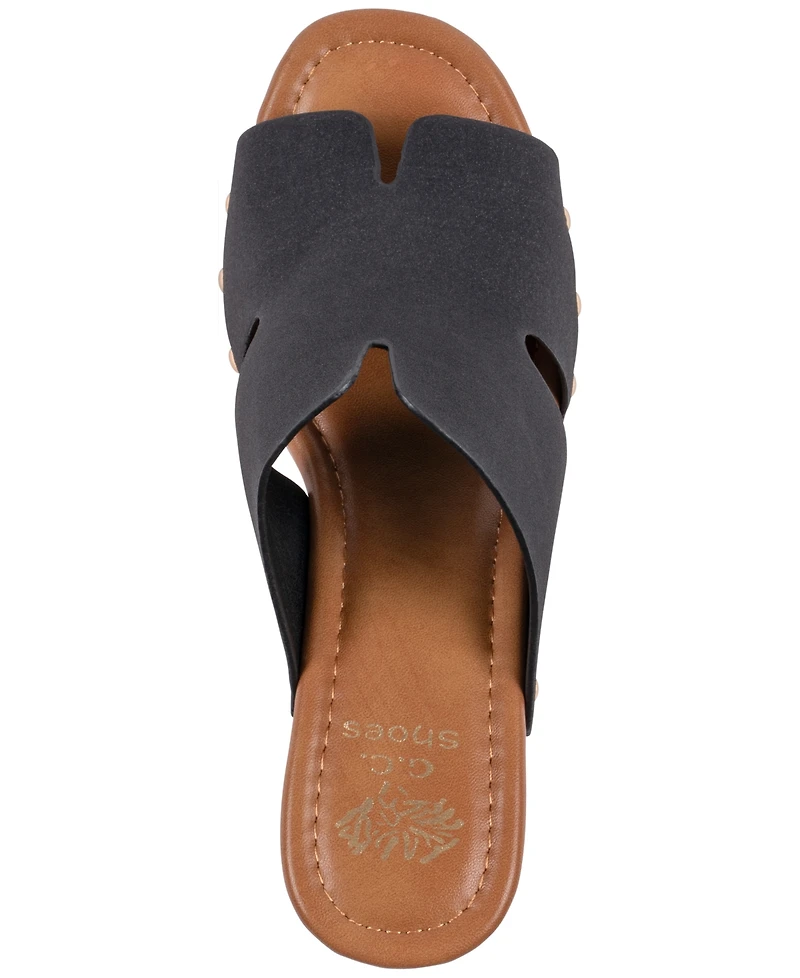 Gc Shoes Women's Cocktail Cutout Wooden Block Heel Platform Sandals