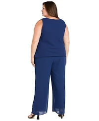 R & M Richards Plus Open Front Jacket, Camisole Pants, 3-Piece Set