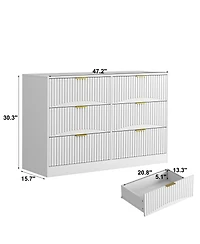 Streamdale Furniture Modern 6-Drawer Dresser with Wavy Pattern Panels