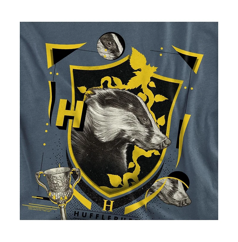 Harry Potter Men's Hufflepuff Magicial Mischief Level Up Crest T Shirt