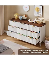 gaomon Fluted Dresser for Bedroom, 9 Deep Drawer Modern Wood Storage Chest