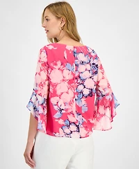 Kasper Women's Printed Ruffle-Sleeve Blouse