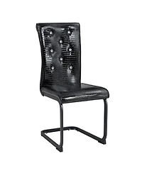 Streamdale Furniture Set of Retro Alligator Upholstered Dining Chairs with Crystal Buckle