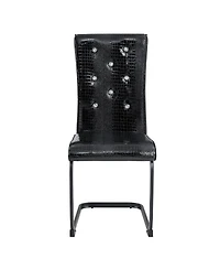 Streamdale Furniture Set of Retro Alligator Upholstered Dining Chairs with Crystal Buckle