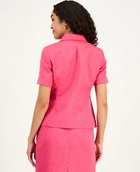 Kasper Women's Circle Jacquard Short-Sleeve Blazer, Regular & Petite