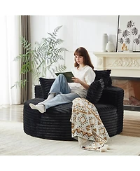 Streamdale Furniture Streamdale 55"L Corduroy Foam Single Swivel Chair, Fluffy Modern Sleeper, 360 Degree Swivel