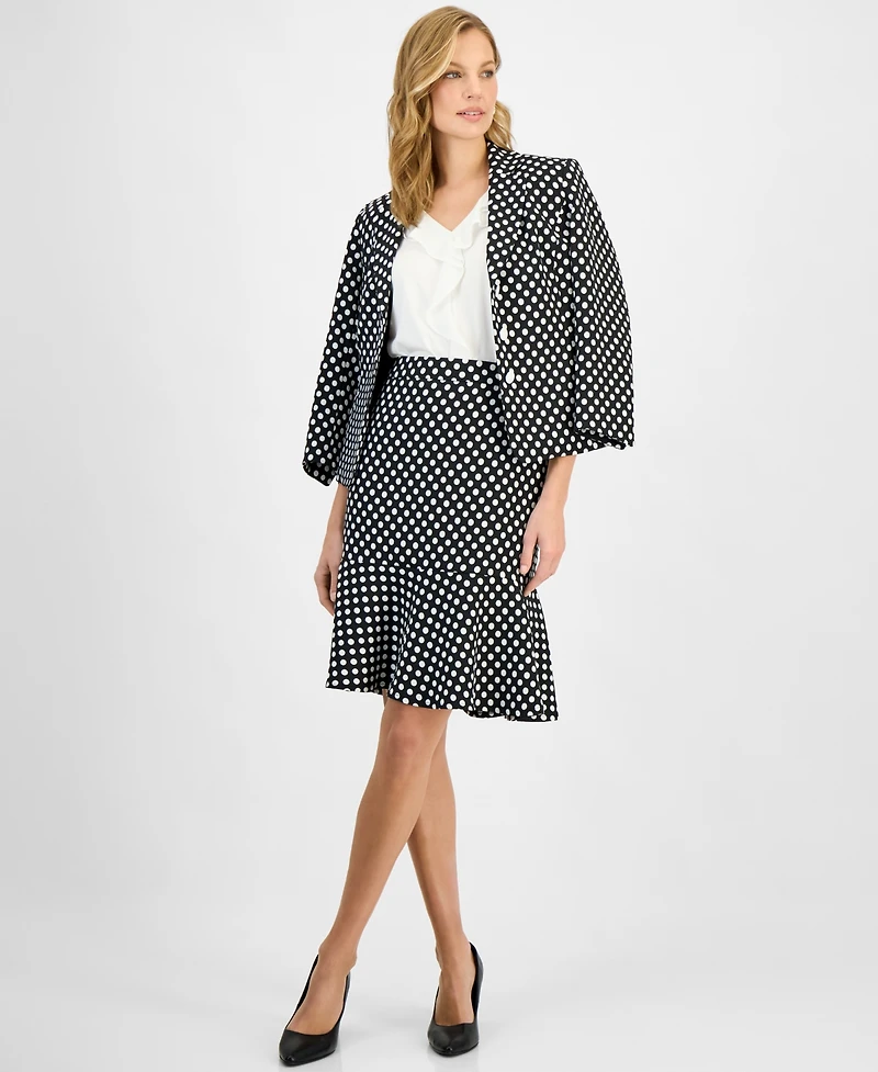 Kasper Women's Polka Dot Flared-Hem Pencil Skirt, Regular & Petite