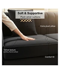 Streamdale Furniture Modern Velvet Sofa with Vertical Channel Tufting