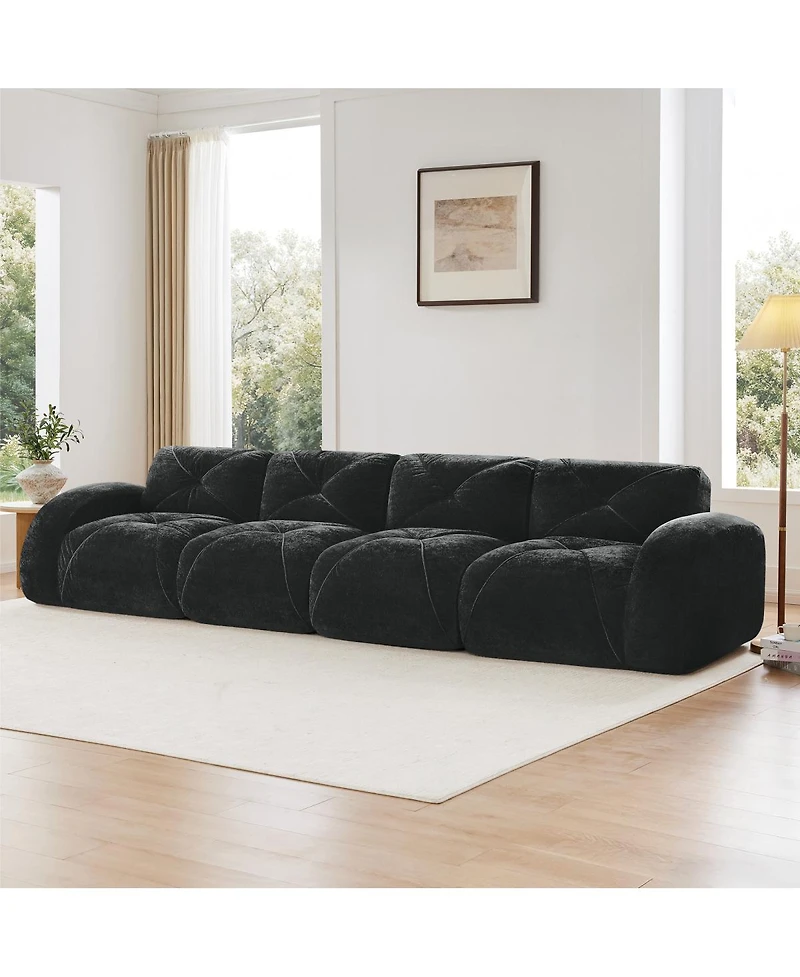 Streamdale Furniture Soft Velvet Boneless Sofa, Ergonomic, No Assembly, Black