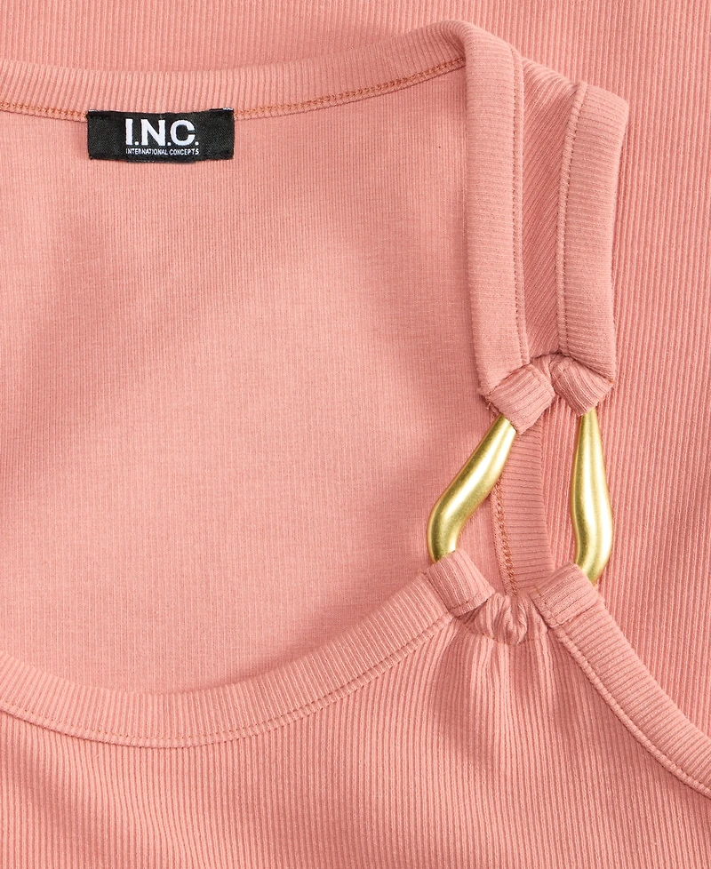 I.n.c. International Concepts Women's Perfect Ribbed Hardware-Trim Tank Top, Exclusively at Macy's