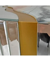 Streamdale Furniture Marble Round Coffee Table with Silver Mirror & Gold Dust Finish