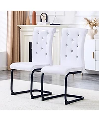 Streamdale Furniture Set of 4 Retro Alligator Upholstered Dining Chairs with Crystal Buckle