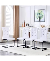 Streamdale Furniture Set of 4 Retro Alligator Upholstered Dining Chairs with Crystal Buckle