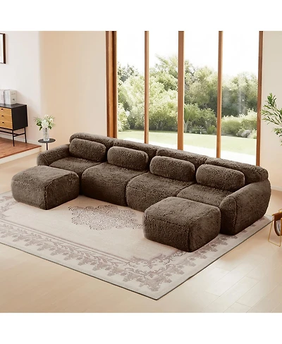 Streamdale Furniture Streamdale U-shaped Boneless Sofa, Chocolate