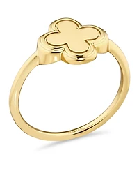 Devata Contour-lined Clover Ring Gold Plated Sterling Silver, 6