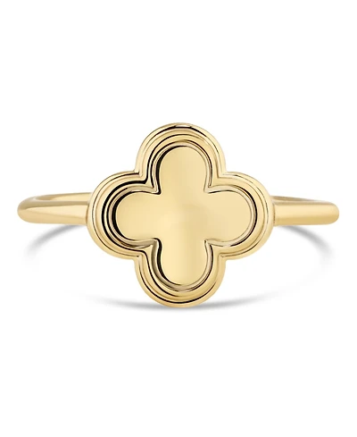 Devata Contour-lined Clover Ring Gold Plated Sterling Silver, 6