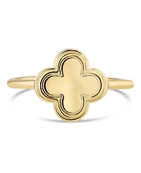 Devata Contour-lined Clover Ring Gold Plated Sterling Silver, 6