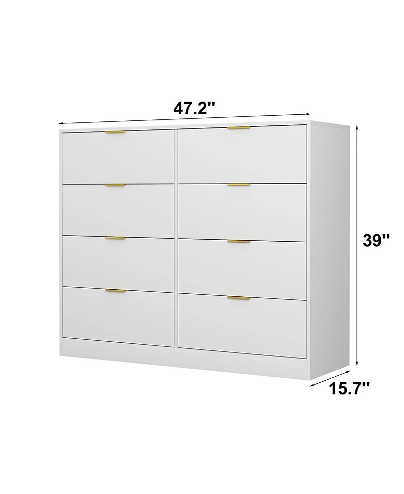 Streamdale Furniture 8-Drawer Dresser for Bedroom, Modern Wood Chest