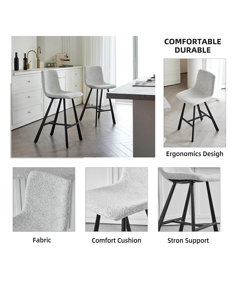 Streamdale Furniture Modern Fabric Bar Stool with Metal Legs