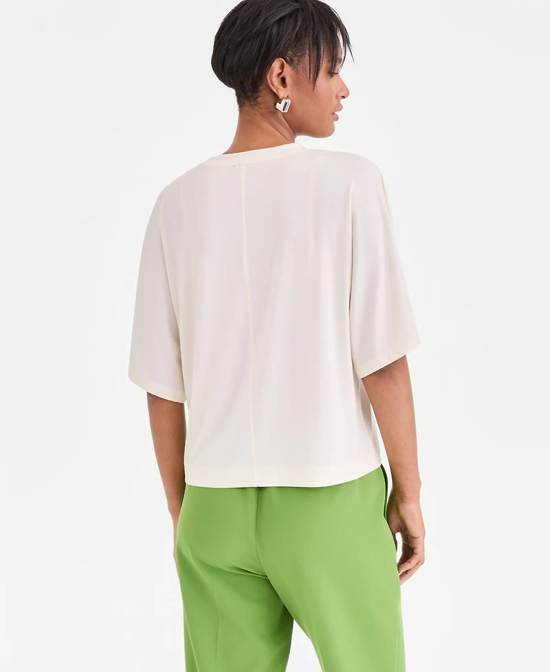 I.n.c. International Concepts Women's Silky Jersey Elbow-Sleeve T-Shirt, Macy's Exclusive