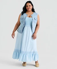 And Now This Trendy Plus Mixed-Media Maxi Dress, Macy's Exclusive
