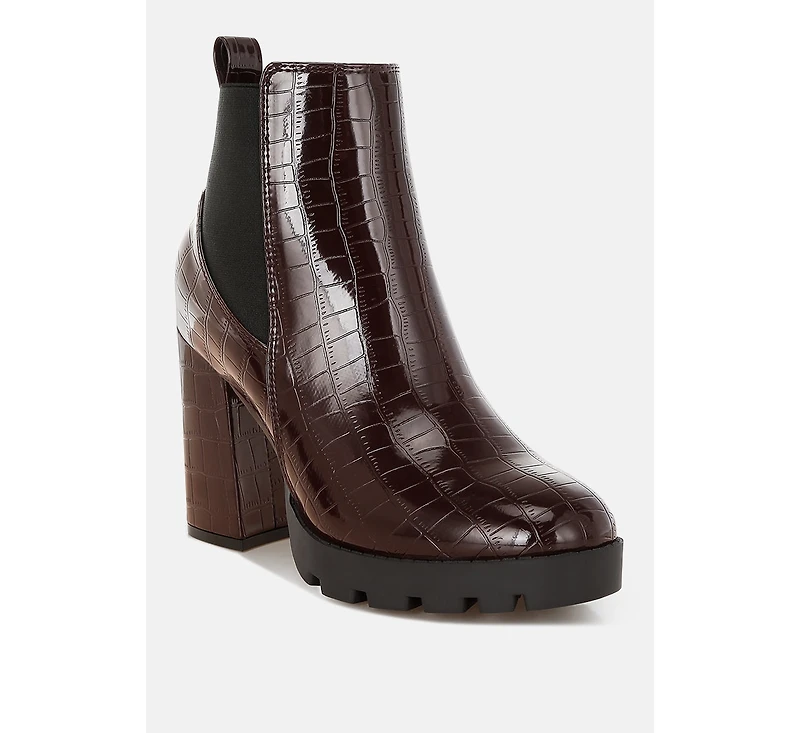 Womens foxy faux leather croc chelsea boots