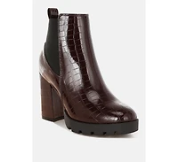 Womens foxy faux leather croc chelsea boots