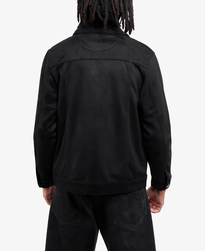 Xray Men's Faux Suede Jacket With Fur Collar