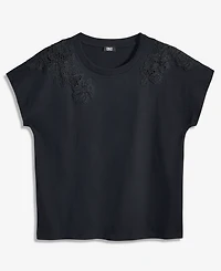 I.n.c. International Concepts Women's Lace-Trim Cotton T-Shirt, Macy's Exclusive
